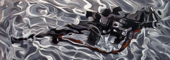 "water gun (version one)" - Oil on canvas - 19"x52" 2006